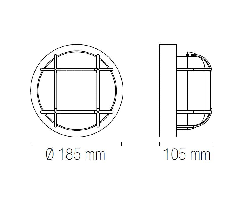 Plafoniera Tonda da Esterno IP54 E27 | Termoplastica Vetro Bianco Nero